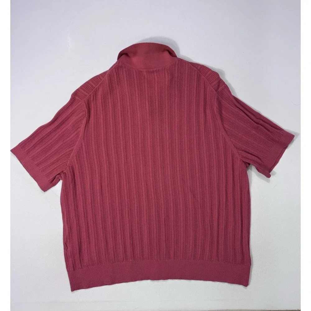 Banana Republic Men's 2XL Pink Short Sleeve Knit Button Shirt Preppy Coastal